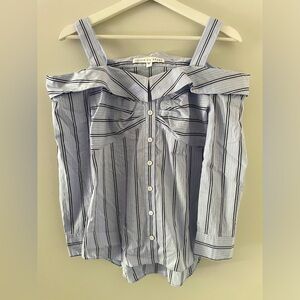 Veronica Beard Off-Shoulder Stripe Shirt (Brand New)